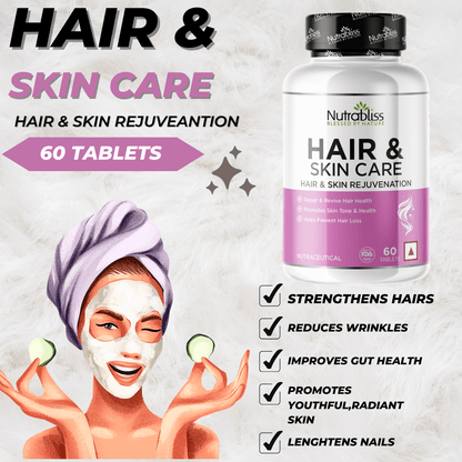 Nutrabliss Hair & Skin Care with Biotin, Glutathione 60 tablets - Nutrabliss 