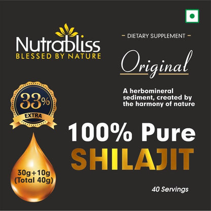 Nutrabliss 100% Pure Shilajit Gold with Swarn Bhasm 24k Gold 40 grams - Nutrabliss 