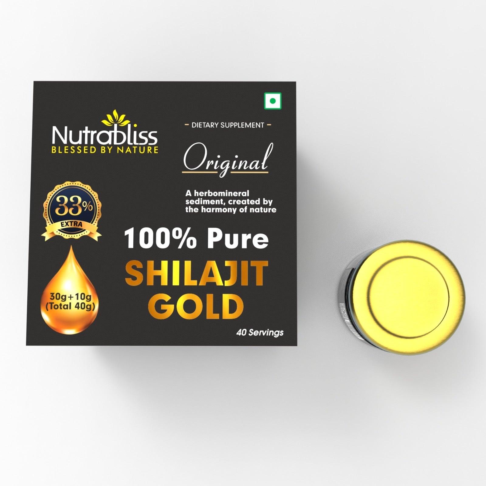 Nutrabliss 100% Pure Shilajit Gold with Swarn Bhasm 24k Gold 40 grams - Nutrabliss 