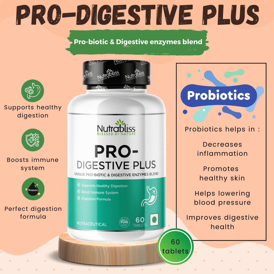 Nutrabliss Pro Digestive Plus digestive enzymes and prebiotics formula 60 tablets - Nutrabliss 