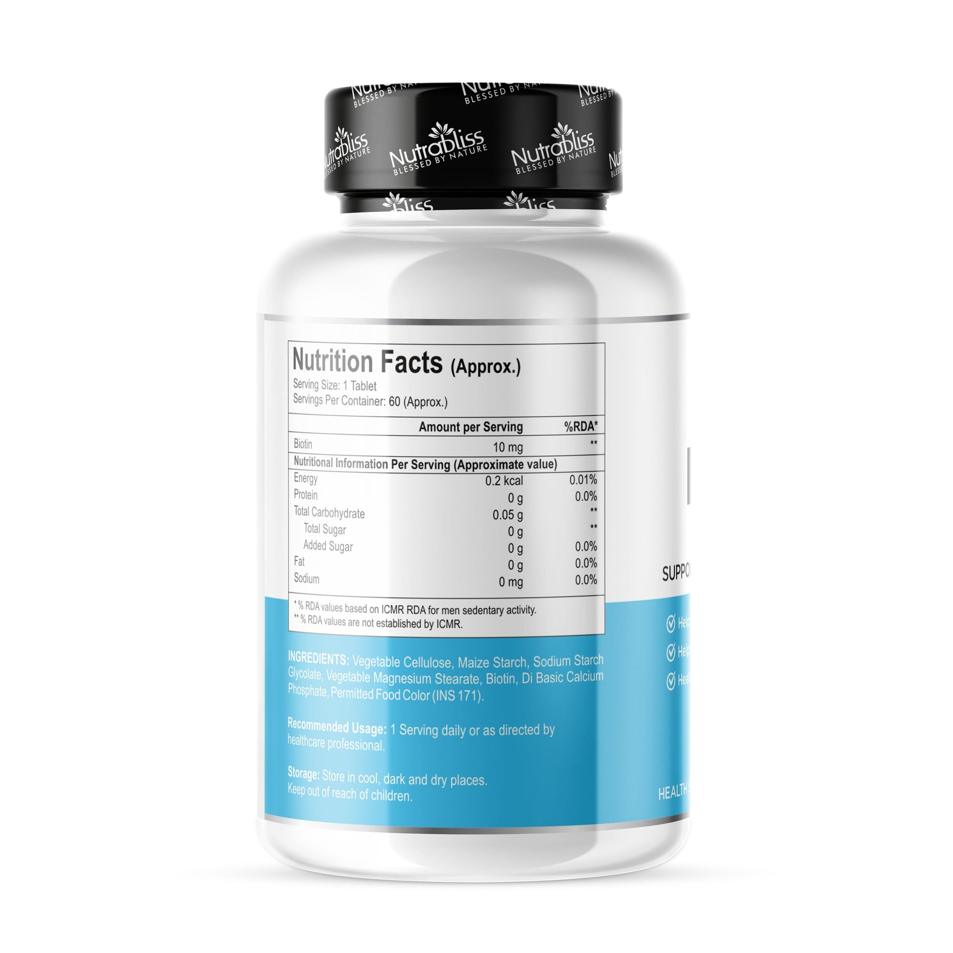 Nutrabliss Biotin 10 mg 60 tablets - Nutrabliss 