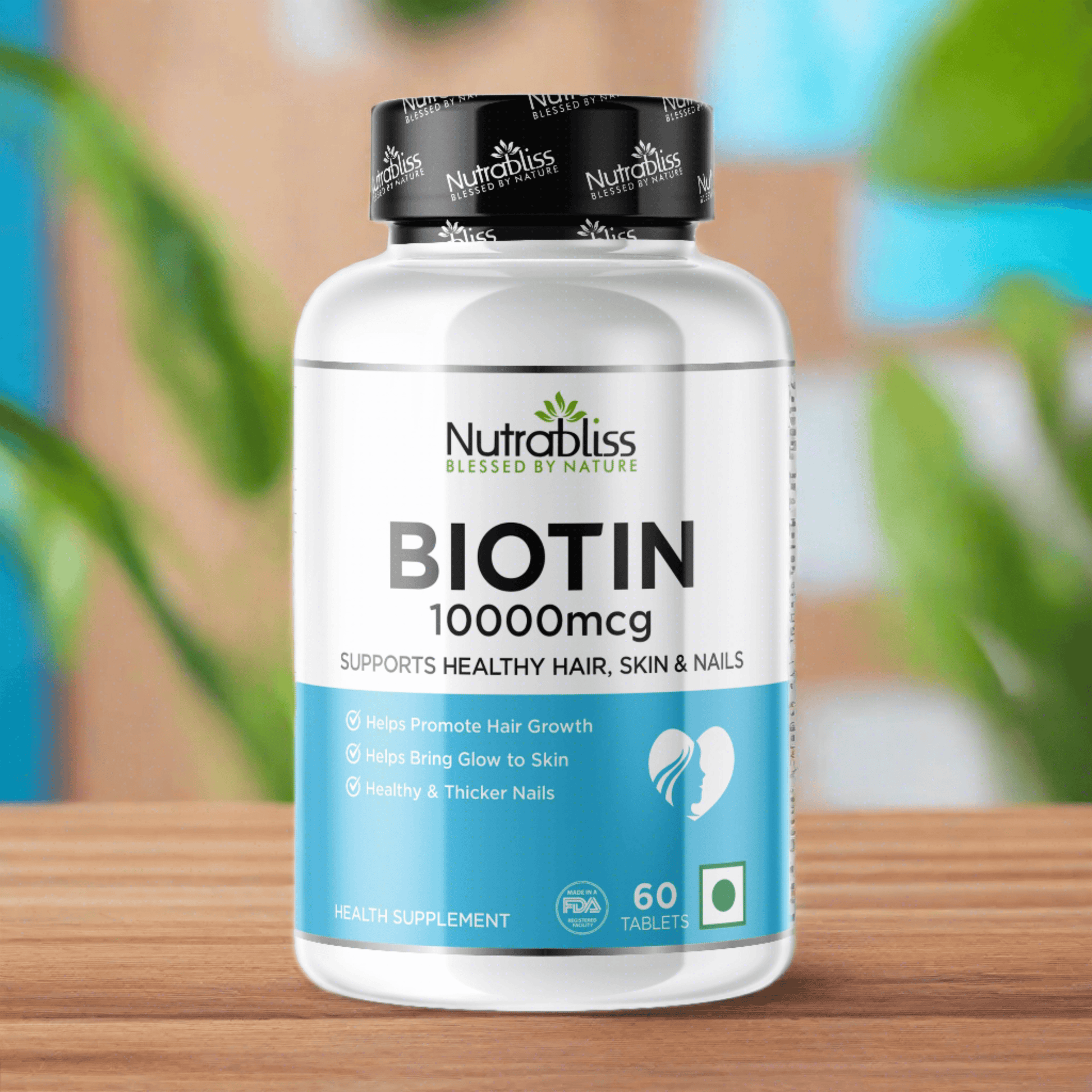 Nutrabliss Biotin 10 mg 60 tablets - Nutrabliss 