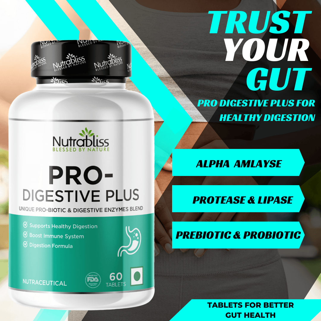 Nutrabliss Pro Digestive Plus digestive enzymes and prebiotics formula 60 tablets - Nutrabliss 