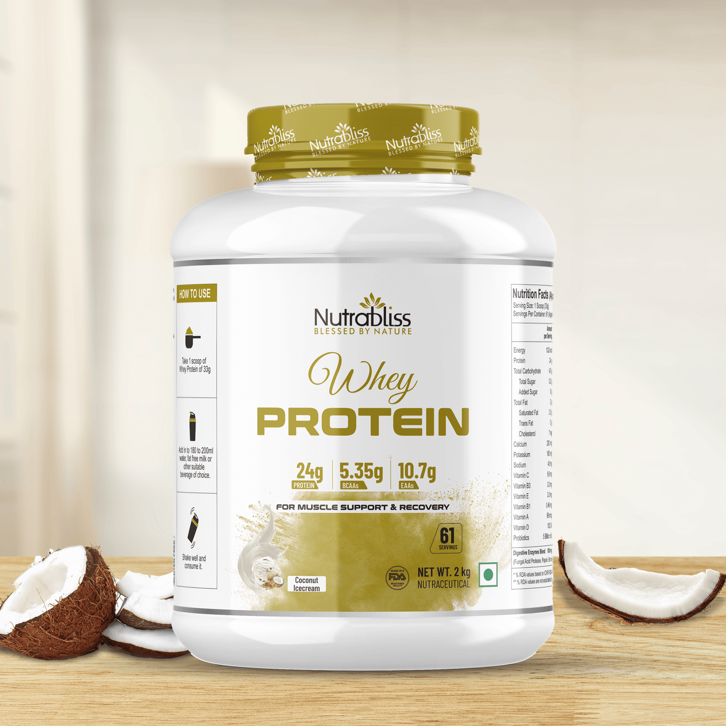 Nutrabliss Whey Protein | Chocolate Flavour | 61 Servings 2 Kg