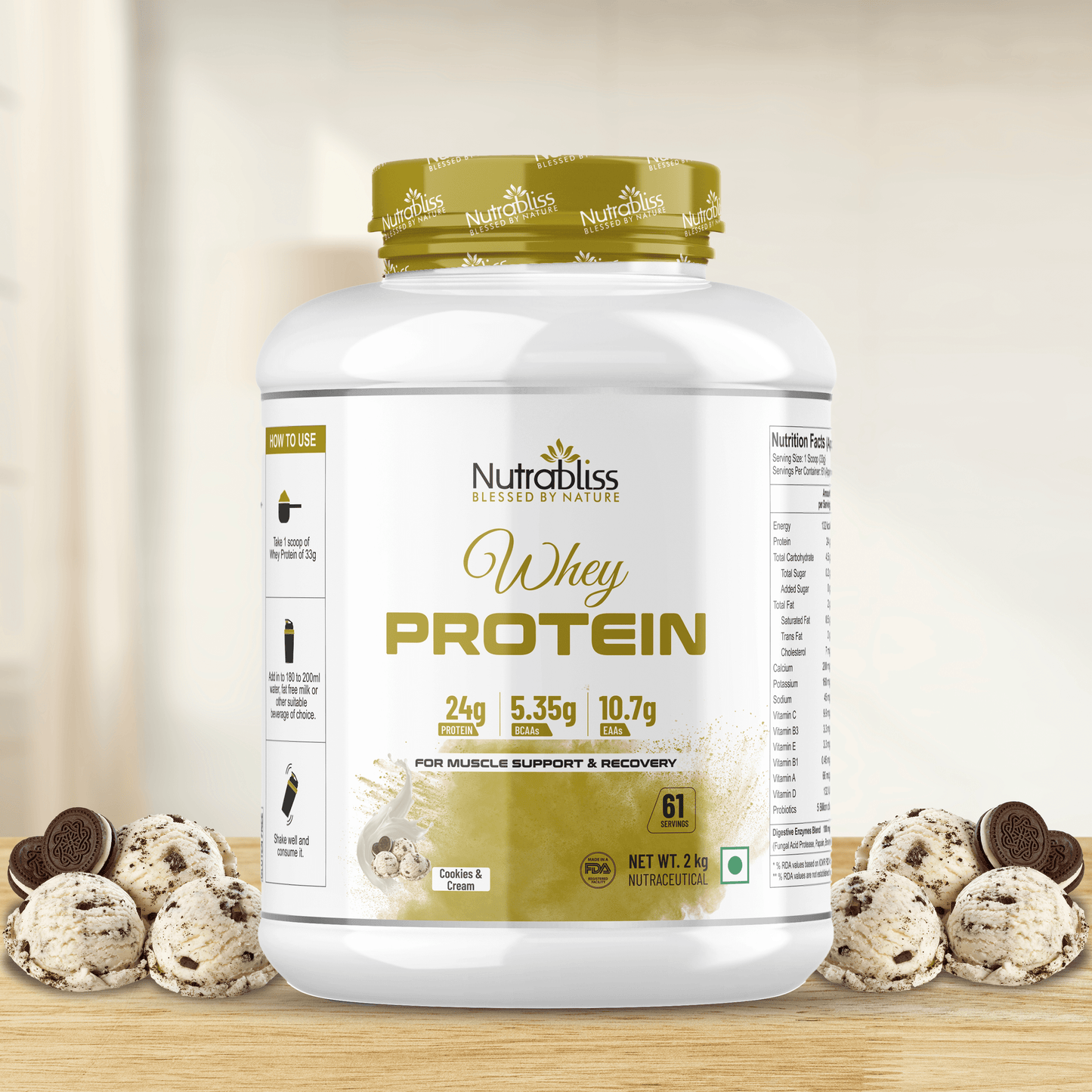 Nutrabliss Whey Protein | Kulfi Flavour | 61 Servings 2 Kg