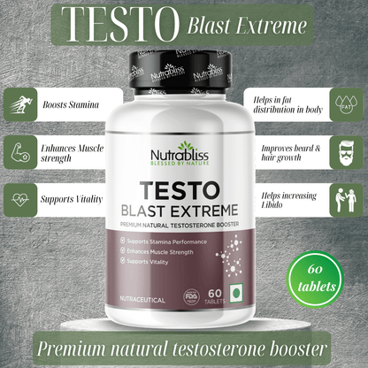 Nutrabliss Testo Blast Extreme Natural Testosterone Booster Supplement For Men Enhancement 60 tablets - Nutrabliss 