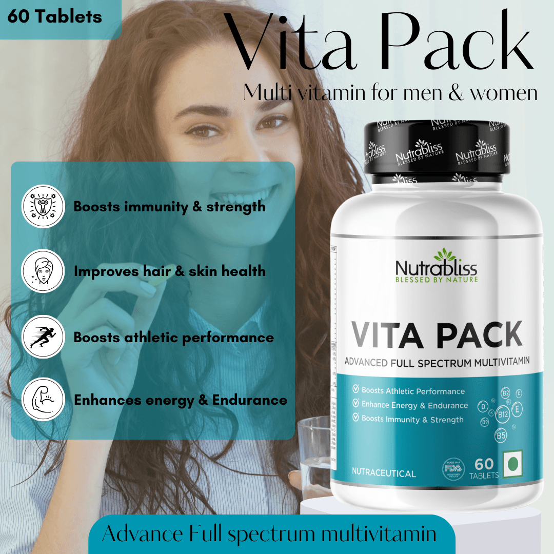 Nutrabliss Vita Pack Daily Multivitamin for men and women 60 Multivitamin Tablets - Nutrabliss 