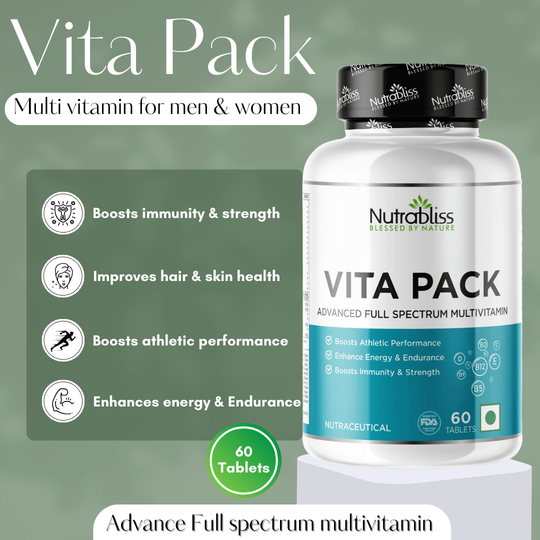 Nutrabliss Vita Pack Daily Multivitamin for men and women 60 Multivitamin Tablets - Nutrabliss 