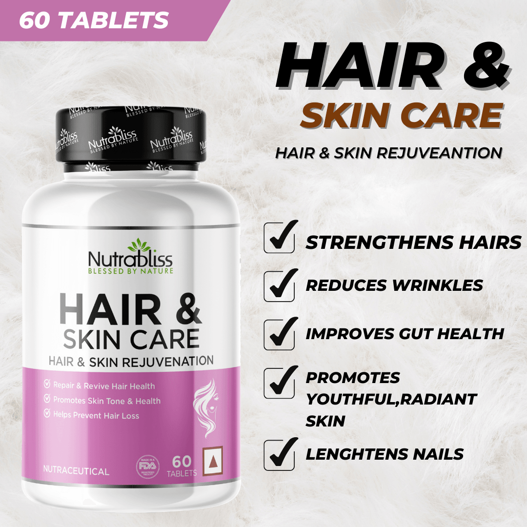 Nutrabliss Hair & Skin Care with Biotin, Glutathione 60 tablets - Nutrabliss 