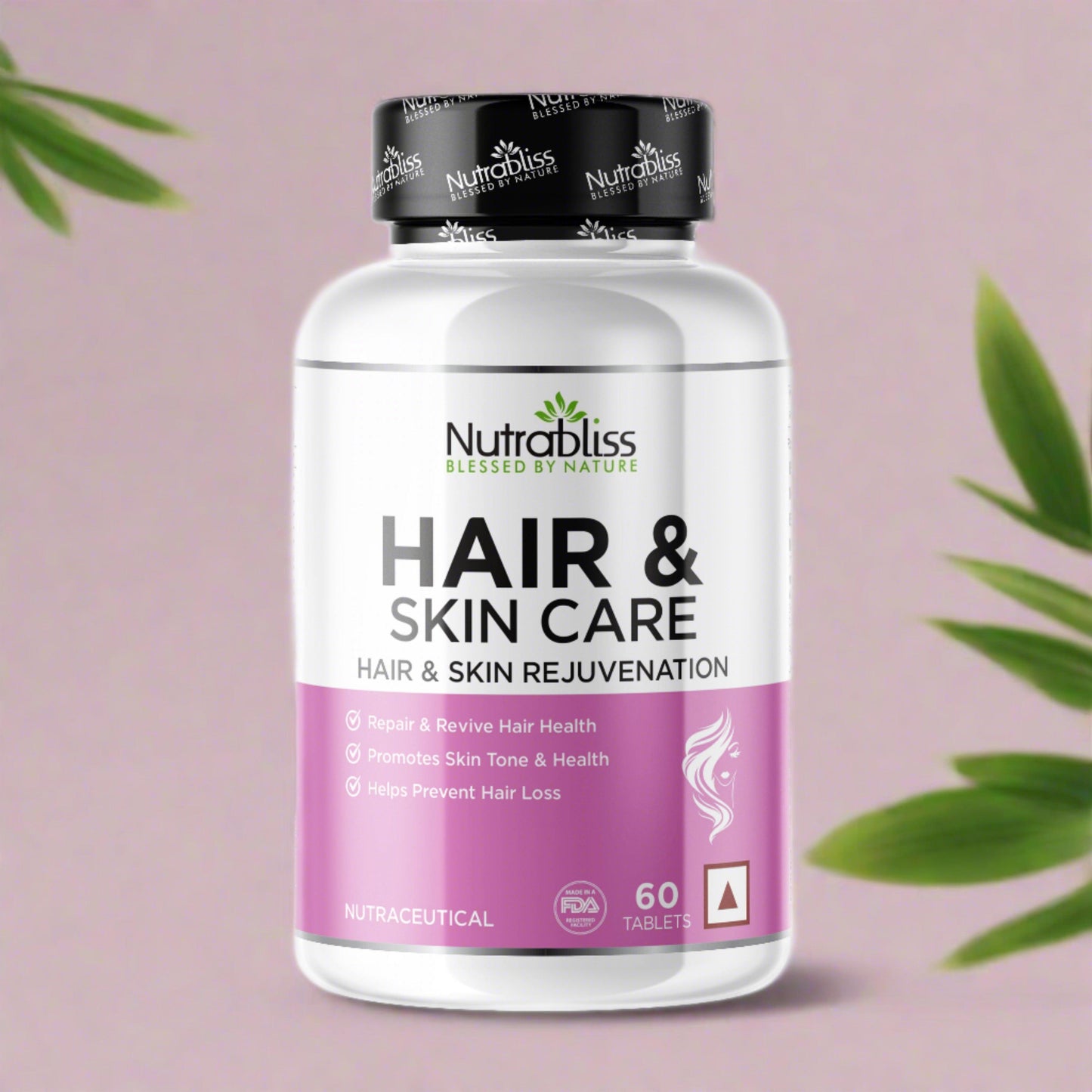 Nutrabliss Hair & Skin Care with Biotin, Glutathione 60 tablets - Nutrabliss 