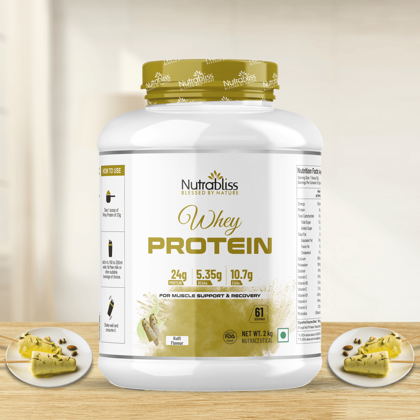 Nutrabliss Whey Protein | Mango Flavour | 61 Servings 2 Kg