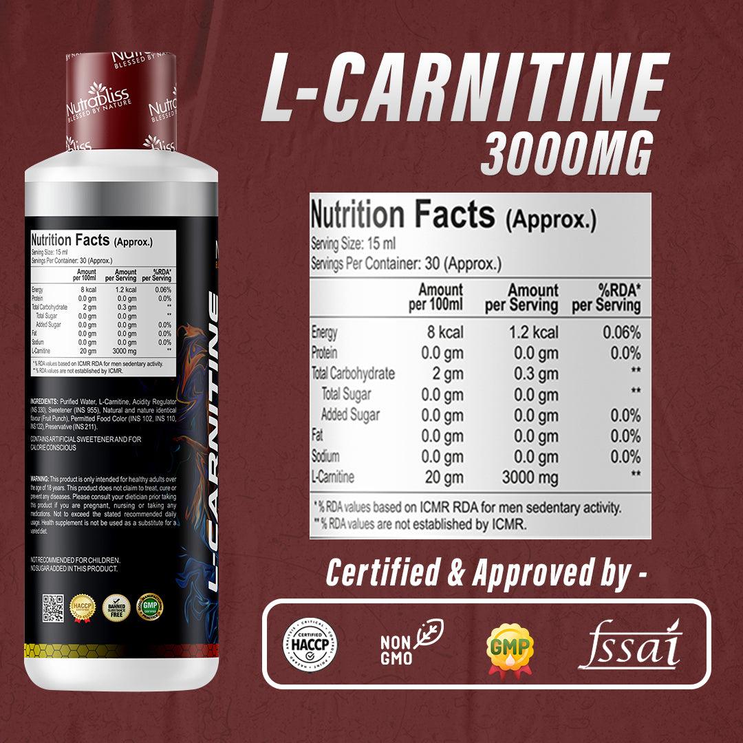 Nutrabliss L Carnitine 3000 mg liquid Orange flavour - 450 ml - Nutrabliss 