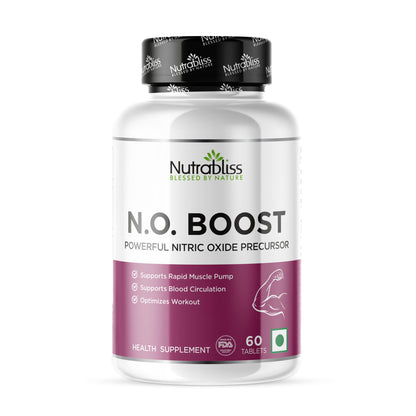 Nutrabliss N O Boost L Arginine L Citrulline for Muscle Growth Pump Vascularity and Energy Nitric Oxide Booster 60 tablets - Nutrabliss 