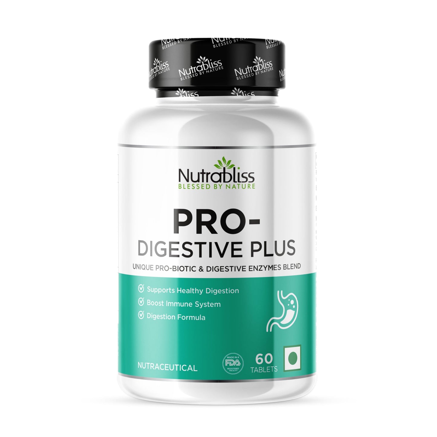 Nutrabliss Pro Digestive Plus digestive enzymes and prebiotics formula 60 tablets - Nutrabliss 