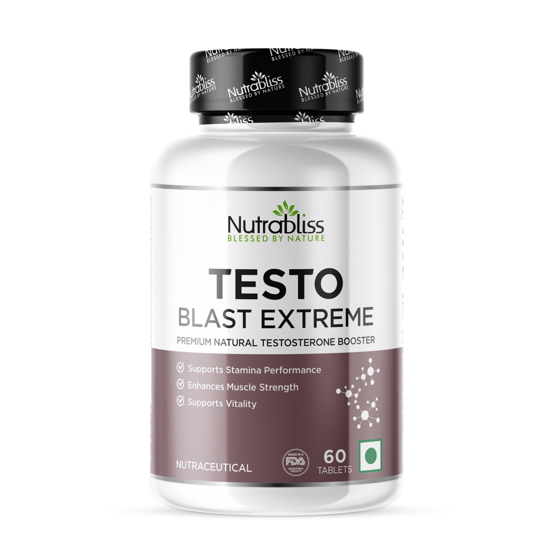 Nutrabliss Testo Blast Extreme Natural Testosterone Booster Supplement For Men Enhancement 60 tablets - Nutrabliss 