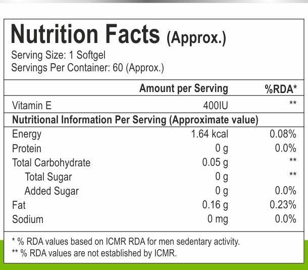 Nutrabliss Vitamin E 400 IU 60 Softgels - Nutrabliss 