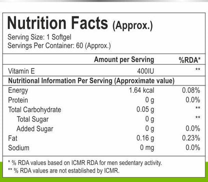 Nutrabliss Vitamin E 400 IU 60 Softgels - Nutrabliss 