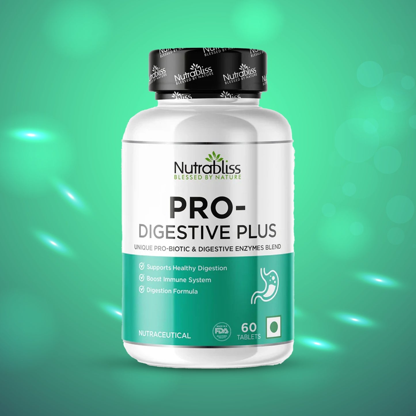 Nutrabliss Pro Digestive Plus digestive enzymes and prebiotics formula 60 tablets