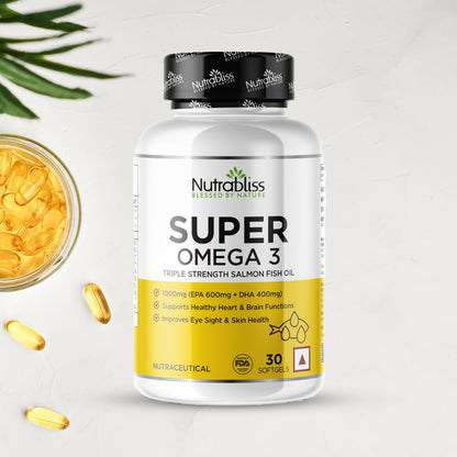 Nutrabliss Super Omega 3 Triple Strength Fish Oil Softgels