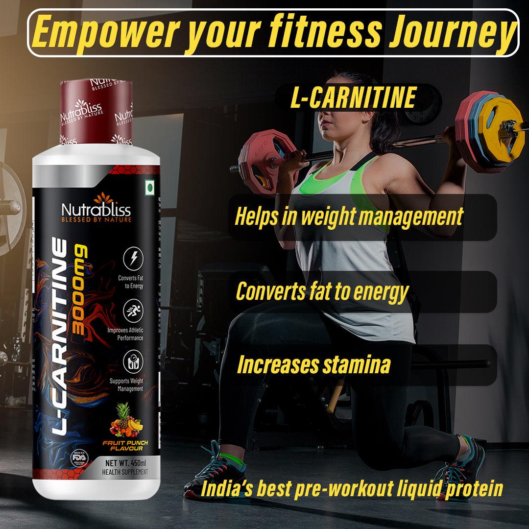 Nutrabliss L Carnitine 3000 mg liquid Orange flavour - 450 ml - Nutrabliss 