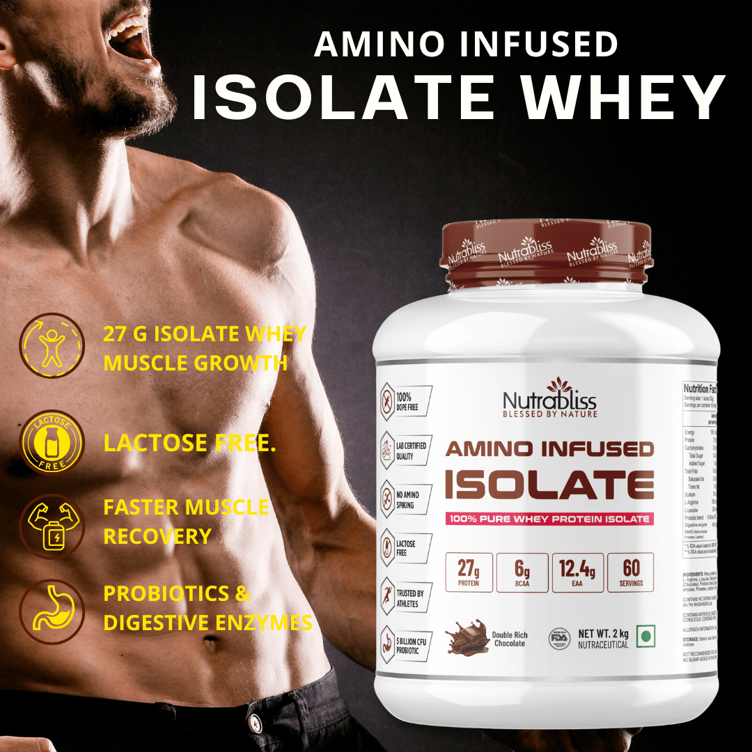 Nutrabliss Amino Infused Isolate Whey added digestive enzymes and Probiotics 2 Kg - Nutrabliss 