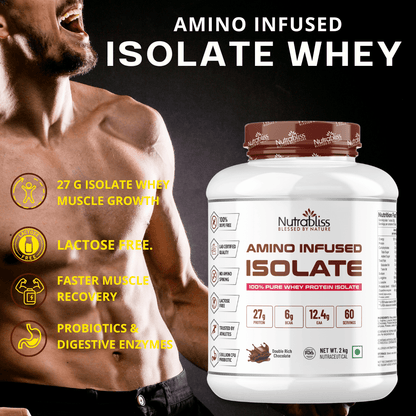 Nutrabliss Amino Infused Isolate Whey added digestive enzymes and Probiotics 2 Kg - Nutrabliss 